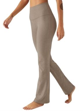 Beyond Yoga Practice Space Dye High Waist Bootcut Pant In Birch Heather